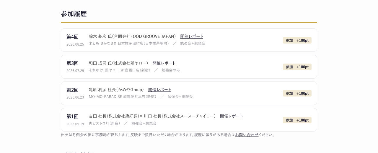 参加履歴。各回のゲスト・会場・開催レポートへのリンク